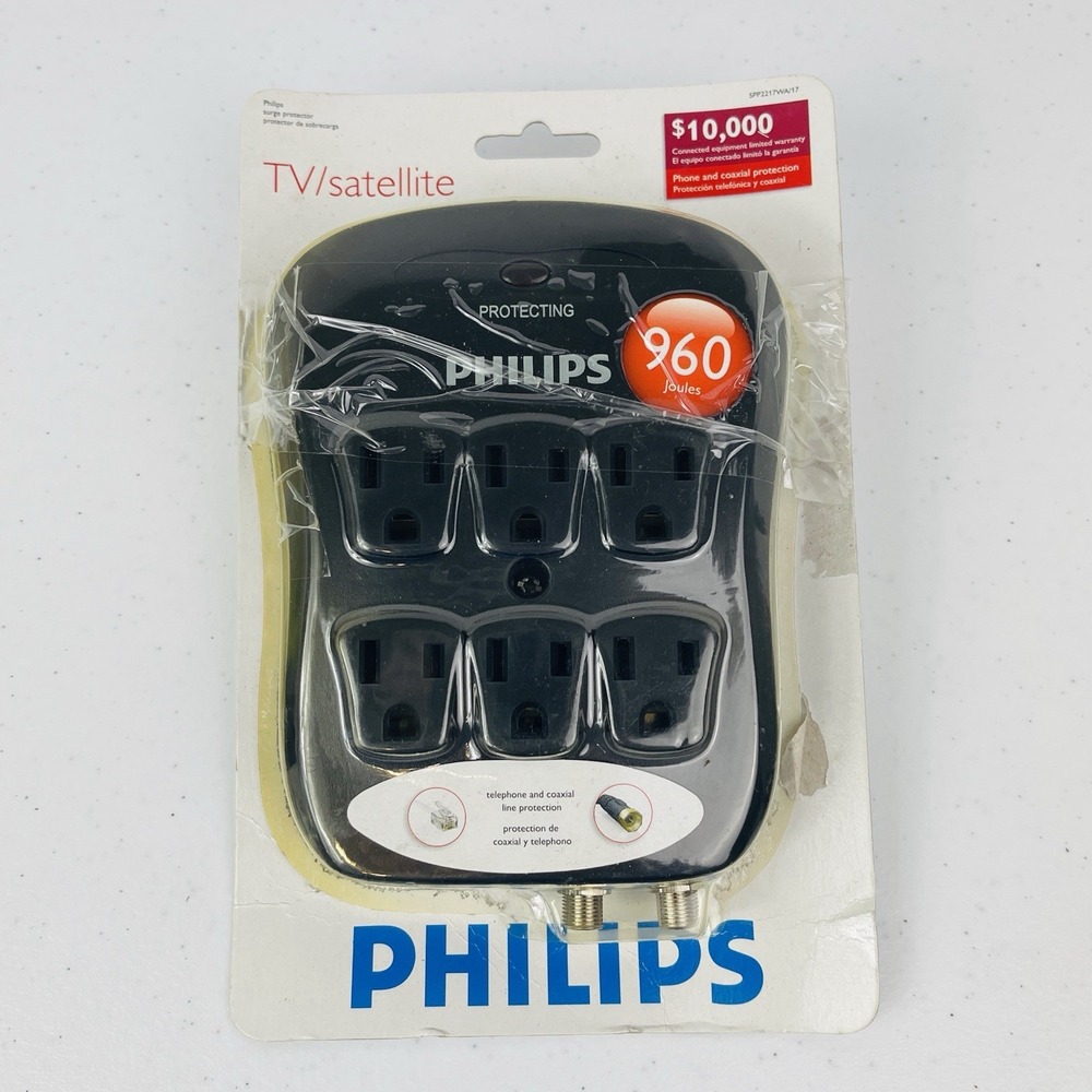 Philips TV Satellite SPP2217WA 17‎ Wall Extension Connector Adapater 6 Outlet